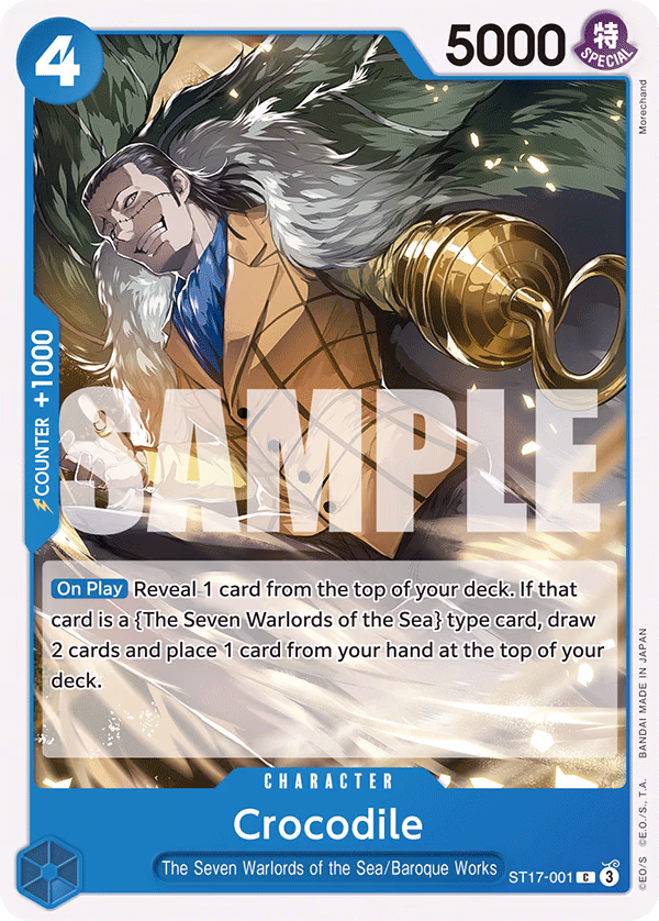 Crocodile One Piece card (ST17-001, Starter Deck 17: BLUE Donquixote Doflamingo)