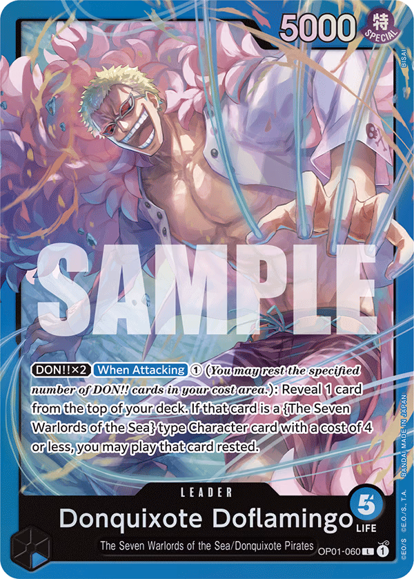 Donquixote Doflamingo (Alt Art) One Piece card (OP01-060, Starter Deck 17: BLUE Donquixote Doflamingo)