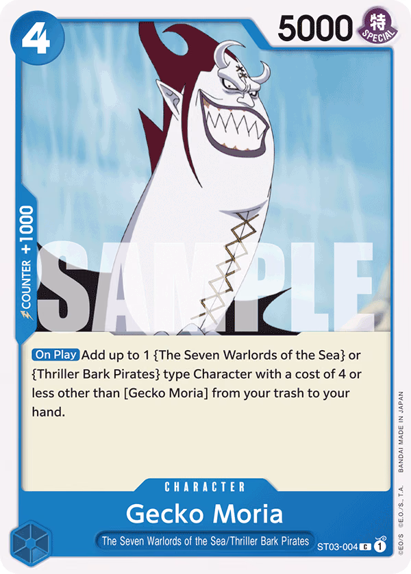 Gecko Moria (Reprint) One Piece card (ST03-004, Starter Deck 17: BLUE Donquixote Doflamingo)