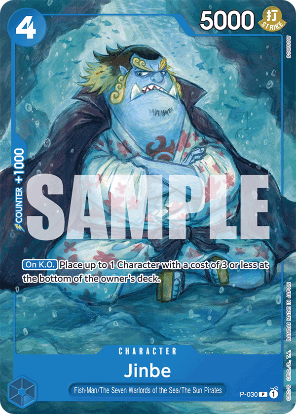 Jinbe (Reprint) One Piece card (P-030, Starter Deck 17: BLUE Donquixote Doflamingo)