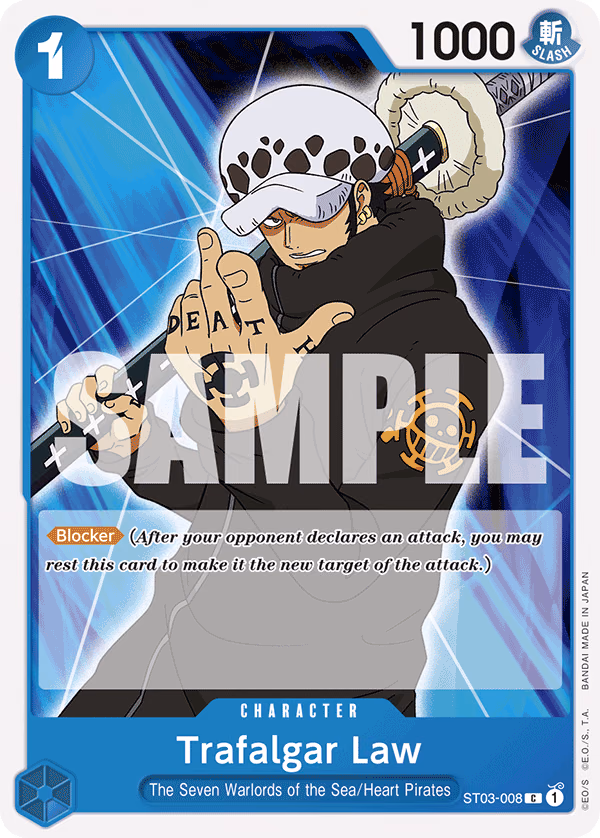 Trafalgar Law (Reprint) One Piece card (ST03-008, Starter Deck 17: BLUE Donquixote Doflamingo)