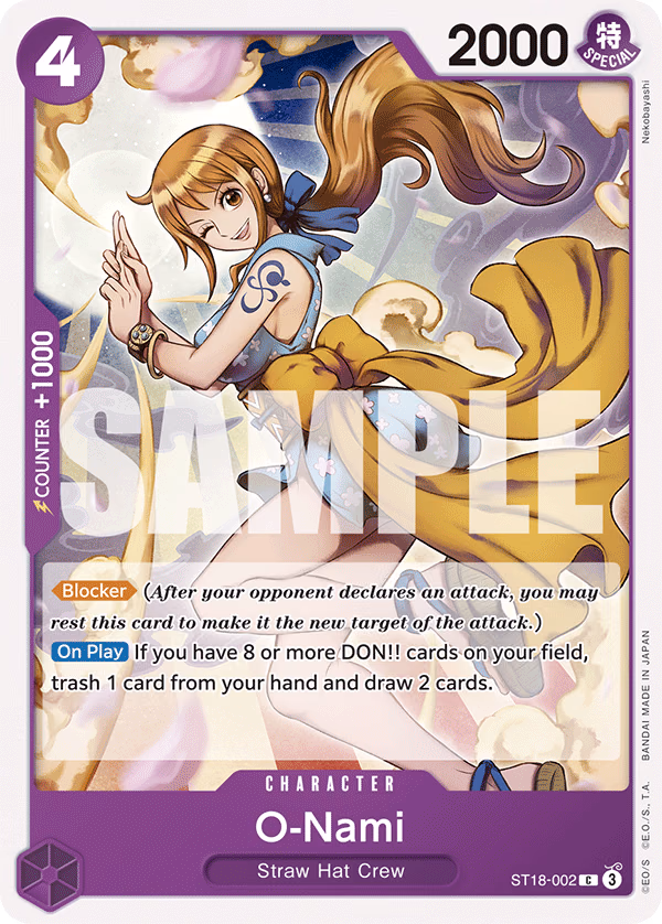 O-Nami One Piece card (ST18-002, Starter Deck 18: PURPLE Monkey.D.Luffy)