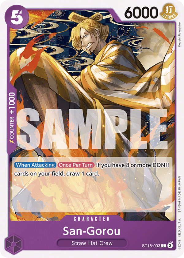 San-Gorou One Piece card (ST18-003, Starter Deck 18: PURPLE Monkey.D.Luffy)