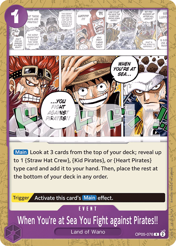 When You're at Sea You Fight against Pirates!! (Alt Art) One Piece card (OP05-076, Starter Deck 18: PURPLE Monkey.D.Luffy)