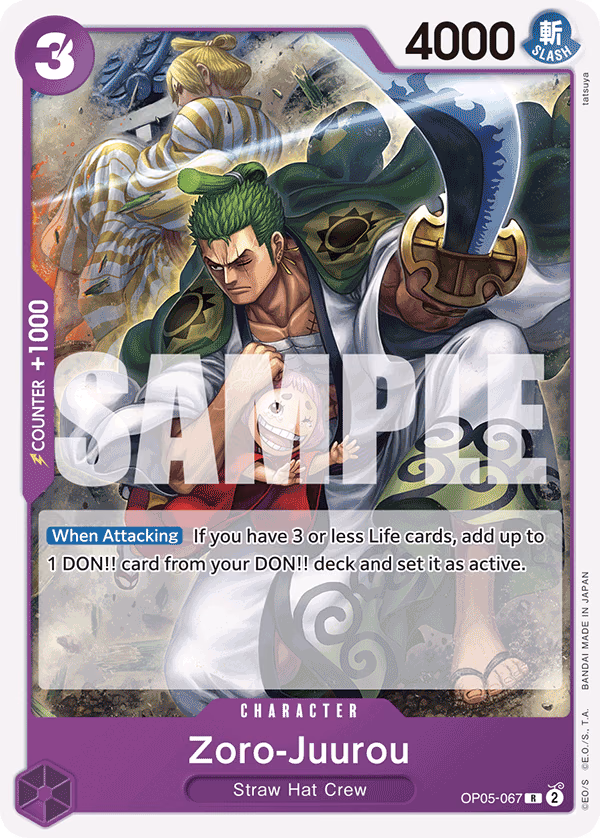 Zoro-Juurou (Reprint) One Piece card (OP05-067, Starter Deck 18: PURPLE Monkey.D.Luffy)