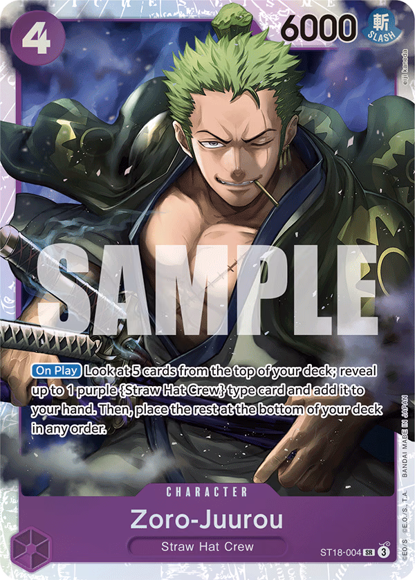 Zoro-Juurou One Piece card (ST18-004, Starter Deck 18: PURPLE Monkey.D.Luffy)