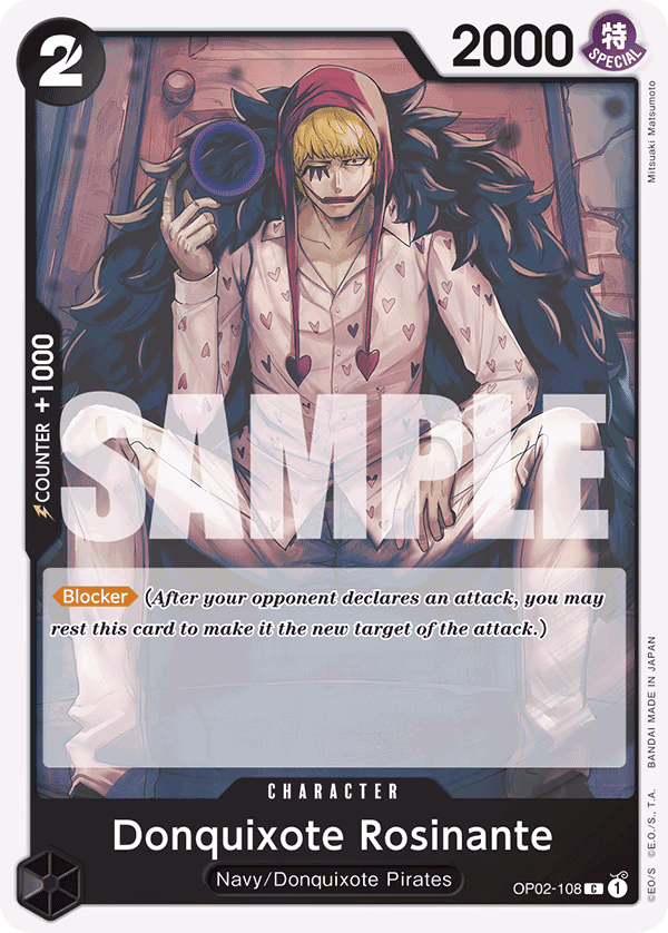 Donquixote Rosinante (Reprint) One Piece card (OP02-108, Starter Deck 19: BLACK Smoker)