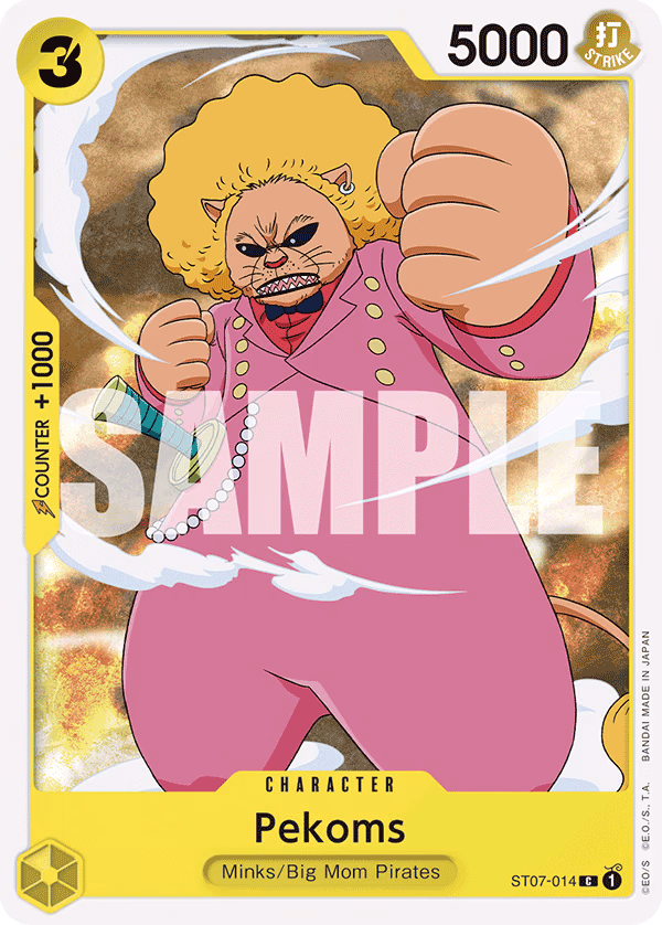 Pekoms (Reprint) One Piece card (ST07-014, Starter Deck 20: YELLOW Charlotte Katakuri)
