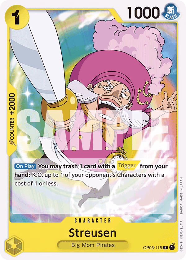 Streusen (Reprint) One Piece card (OP03-115, Starter Deck 20: YELLOW Charlotte Katakuri)