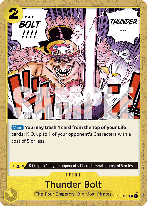 Thunder Bolt (Reprint) One Piece card (OP03-121, Starter Deck 20: YELLOW Charlotte Katakuri)