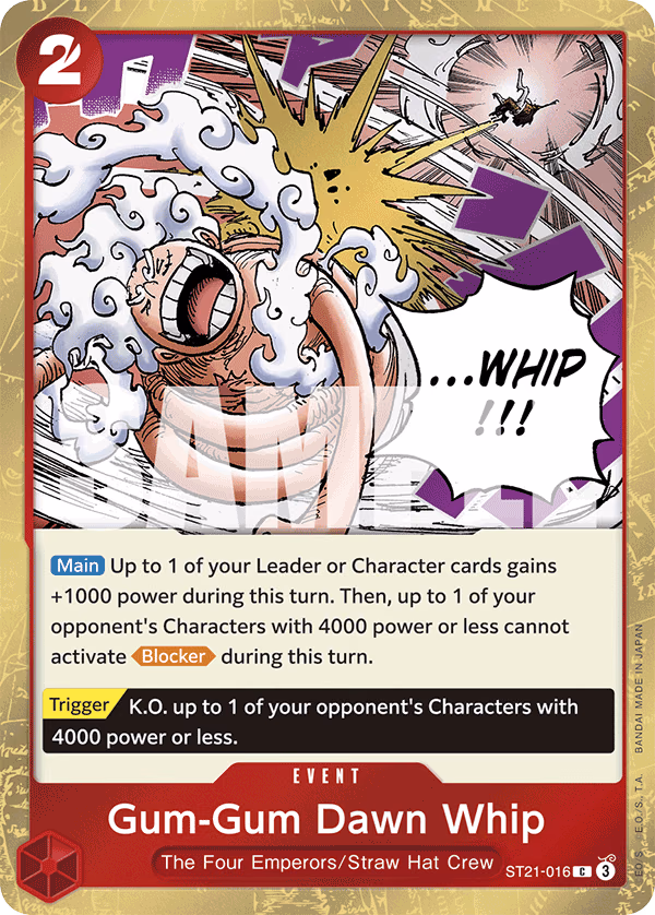 Gum-Gum Dawn Whip One Piece card (ST21-016, Starter Deck EX: Gear 5)