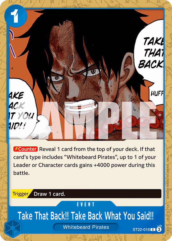 Take That Back!! Take Back What You Said!! One Piece card (ST22-016, Starter Deck 22: Ace & Newgate)