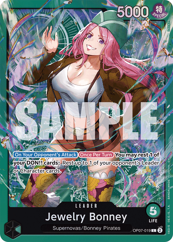 Jewelry Bonney (Alt Art) One Piece card (OP07-019, Starter Deck 24: GREEN Jewelry Bonney)