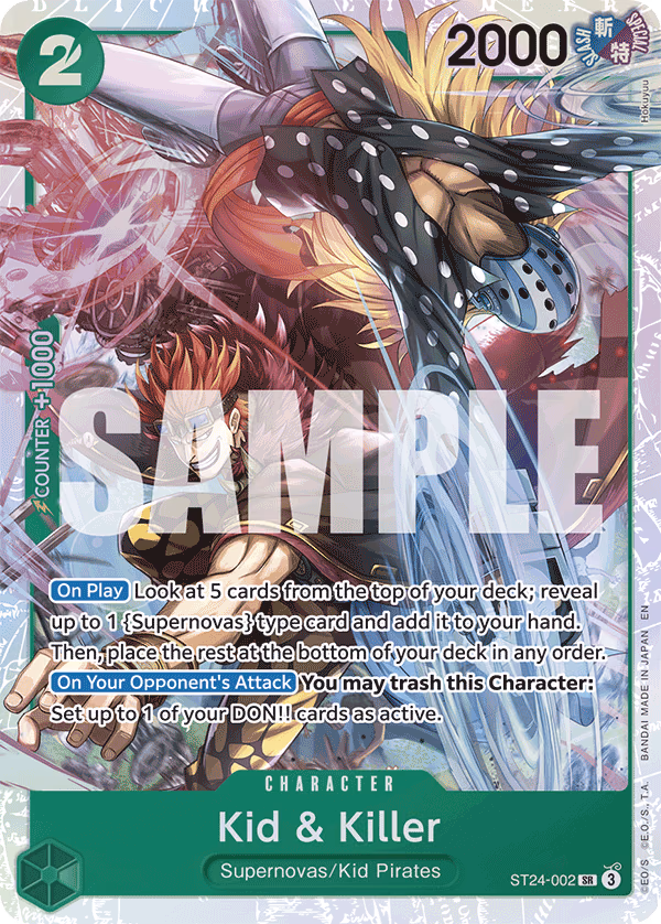 Kid & Killer One Piece card (ST24-002, Starter Deck 24: GREEN Jewelry Bonney)