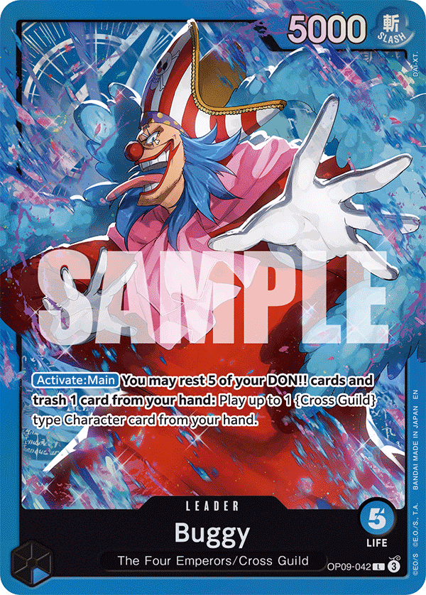 Buggy (Alt Art) One Piece card (OP09-042, Starter Deck 25: BLUE Buggy)