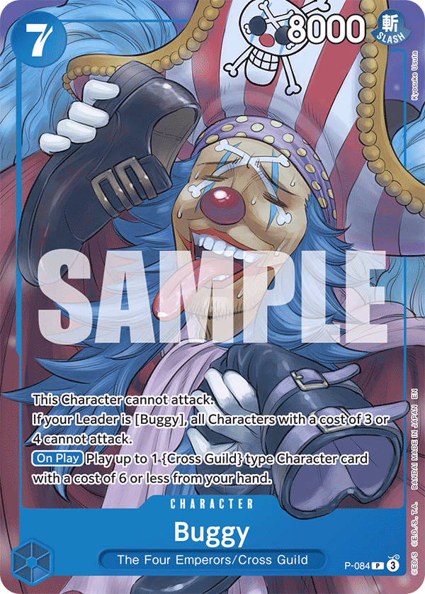 Buggy (Promo Reprint) One Piece card (P-084, Starter Deck 25: BLUE Buggy)