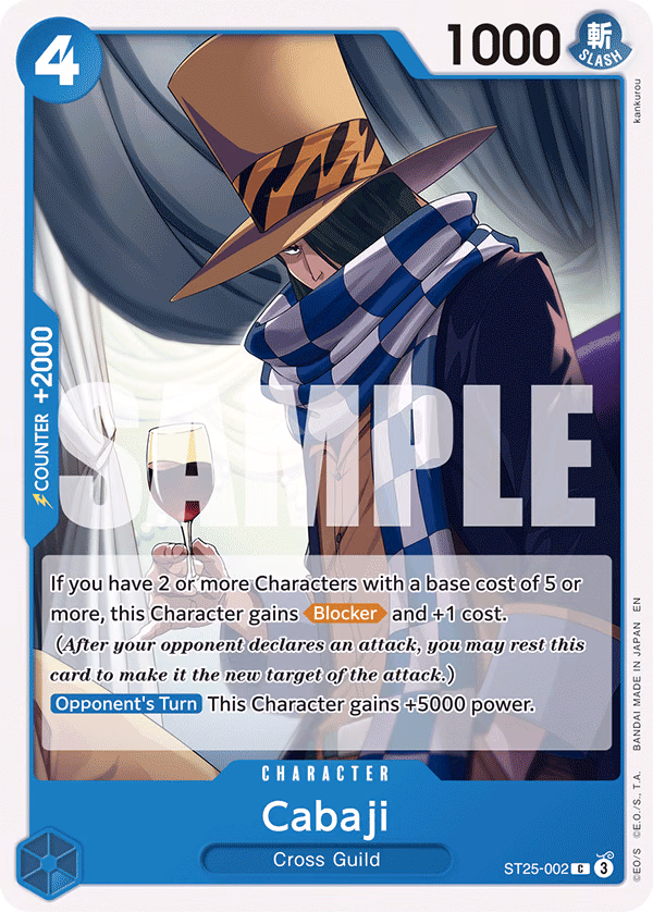 Cabaji One Piece card (ST25-002, Starter Deck 25: BLUE Buggy)