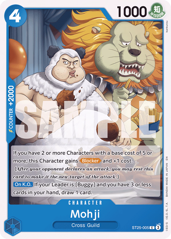 Mohji One Piece card (ST25-005, Starter Deck 25: BLUE Buggy)
