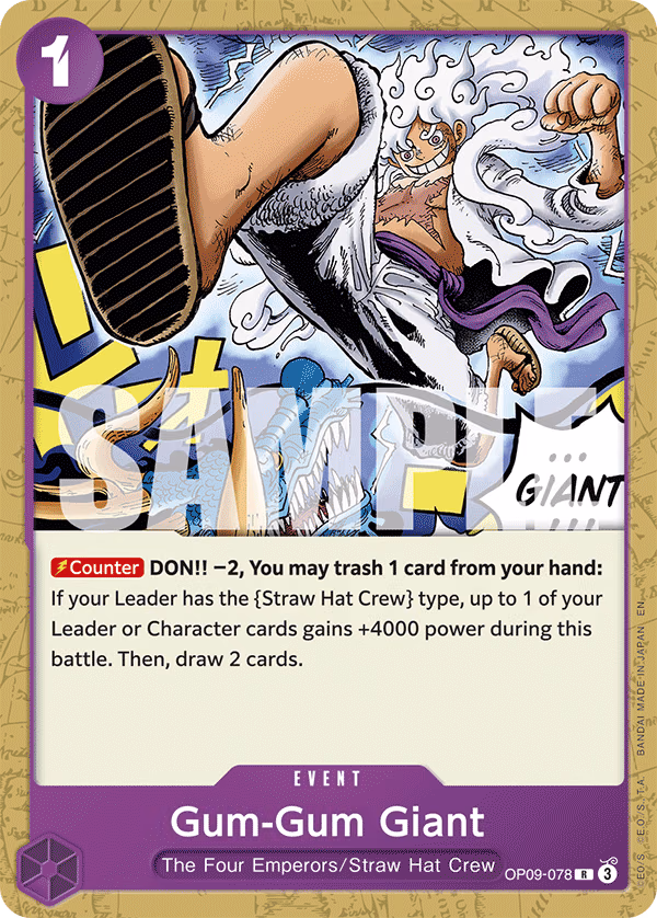 Gum-Gum Giant (Reprint) One Piece card (OP09-078, Starter Deck 26: PURPLE/BLACK Monkey.D.Luffy)