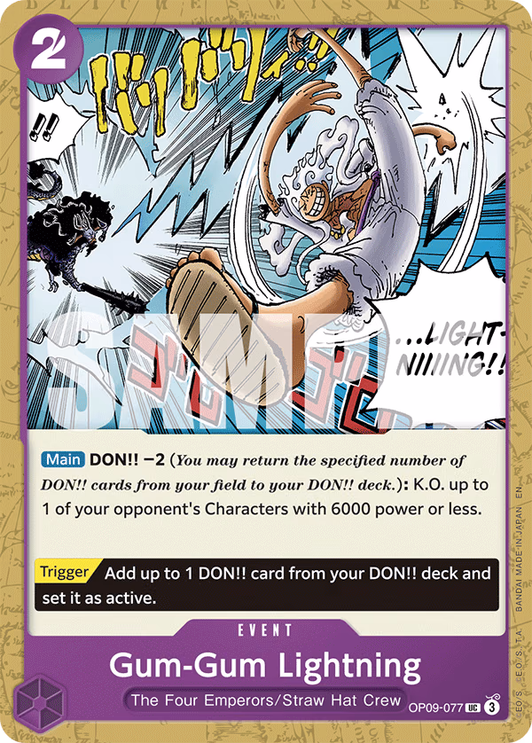 Gum-Gum Lightning (Reprint) One Piece card (OP09-077, Starter Deck 26: PURPLE/BLACK Monkey.D.Luffy)