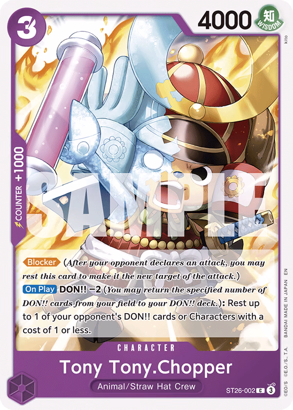 Tony Tony.Chopper One Piece card (ST26-002, Starter Deck 26: PURPLE/BLACK Monkey.D.Luffy)