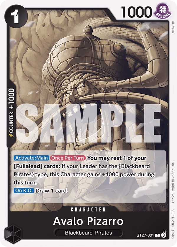 Avalo Pizarro One Piece card (ST27-001, Starter Deck 27: BLACK Marshall.D.Teach)