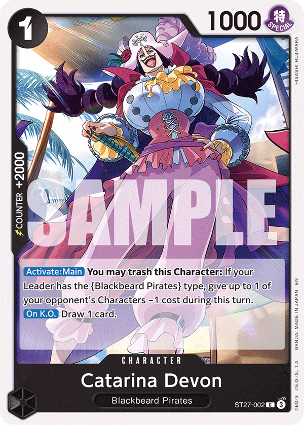 Catarina Devon One Piece card (ST27-002, Starter Deck 27: BLACK Marshall.D.Teach)