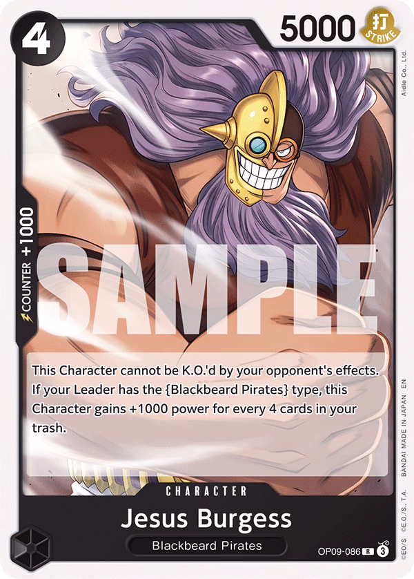 Jesus Burgess (Reprint) One Piece card (OP09-086, Starter Deck 27: BLACK Marshall.D.Teach)