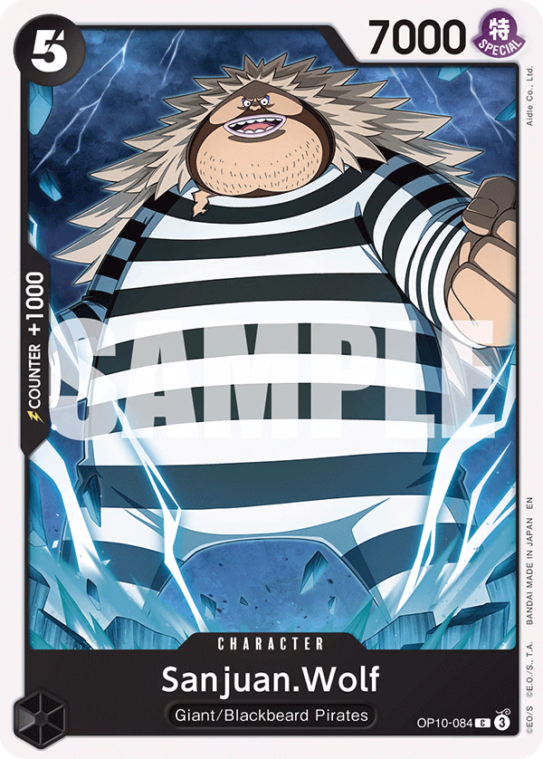 Sanjuan.Wolf (Reprint) One Piece card (OP10-084, Starter Deck 27: BLACK Marshall.D.Teach)