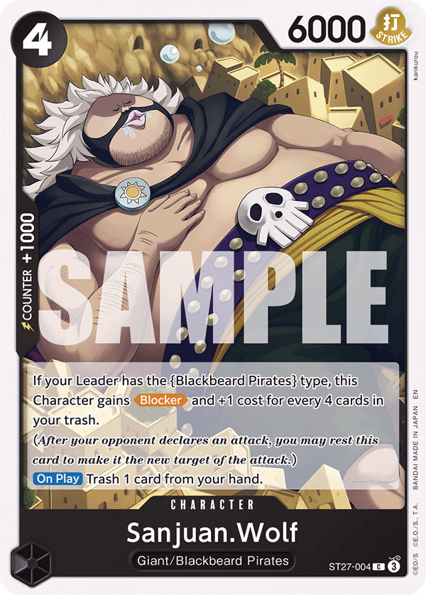 Sanjuan.Wolf One Piece card (ST27-004, Starter Deck 27: BLACK Marshall.D.Teach)