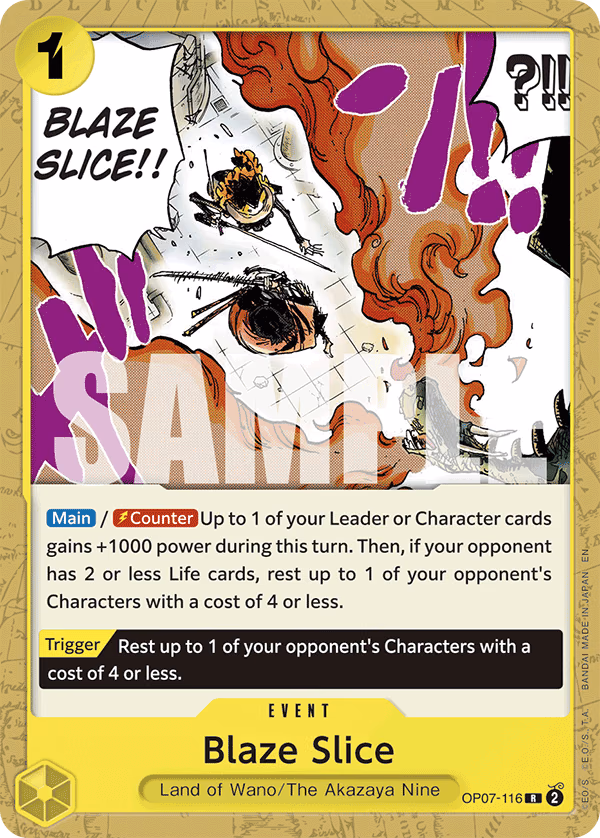 Blaze Slice (Reprint) One Piece card (OP07-116, Starter Deck 28: GREEN/YELLOW Yamato)