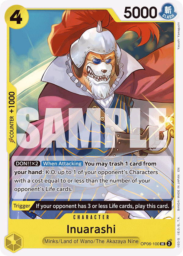 Inuarashi (Reprint) One Piece card (OP06-100, Starter Deck 28: GREEN/YELLOW Yamato)