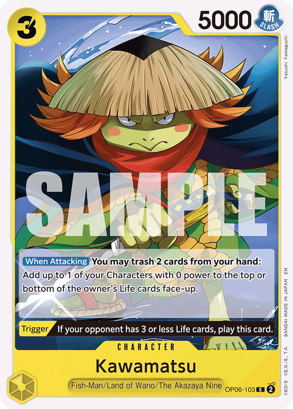 Kawamatsu (Reprint) One Piece card (OP06-103, Starter Deck 28: GREEN/YELLOW Yamato)