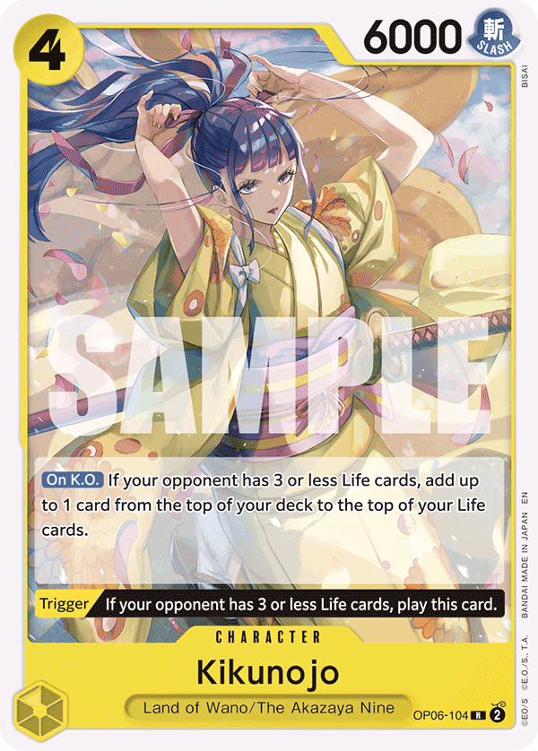 Kikunojo (Reprint) One Piece card (OP06-104, Starter Deck 28: GREEN/YELLOW Yamato)