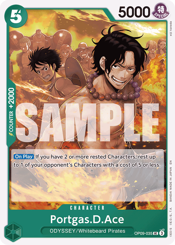 Portgas.D.Ace (Reprint) One Piece card (OP09-035, Starter Deck 28: GREEN/YELLOW Yamato)