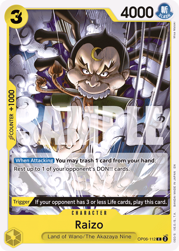 Raizo (Reprint) One Piece card (OP06-112, Starter Deck 28: GREEN/YELLOW Yamato)