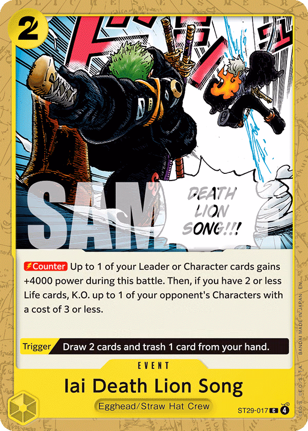 Iai Death Lion Song One Piece card (ST29-017, Starter Deck 29: Egghead)