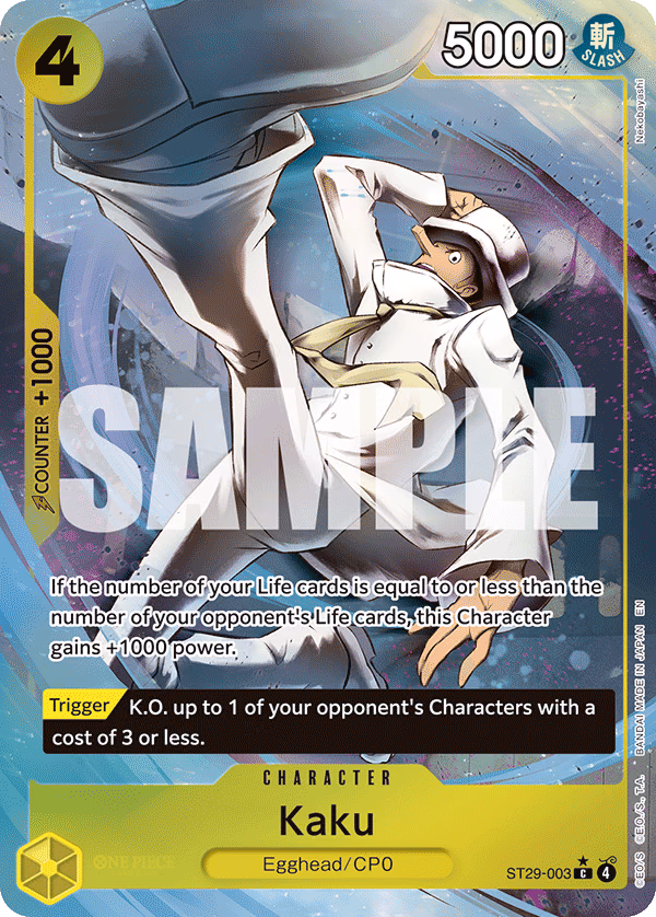 Kaku (Full Art) One Piece card (ST29-003, Starter Deck 29: Egghead)