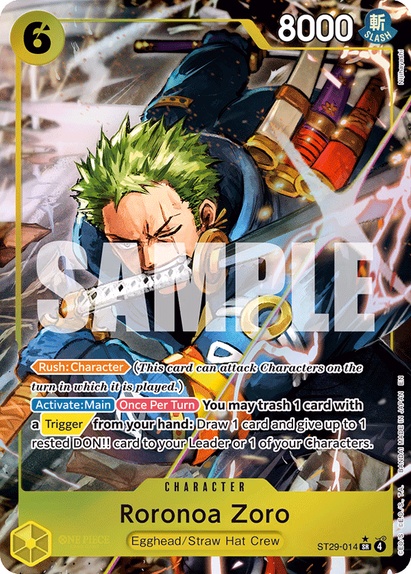 Roronoa Zoro (Full Art) One Piece card (ST29-014, Starter Deck 29: Egghead)