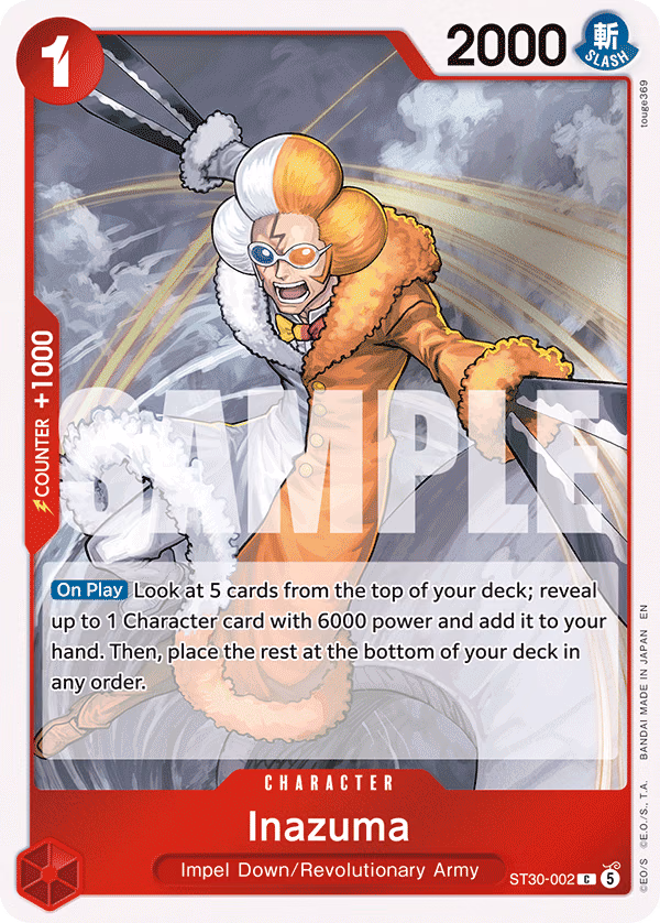 Inazuma One Piece card (ST30-002, Starter Deck EX: Luffy & Ace)