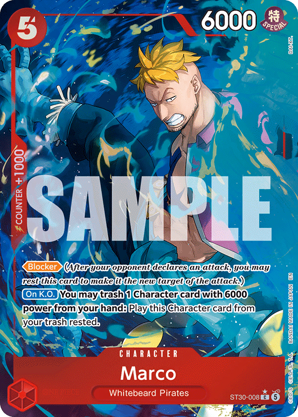 Marco (Full Art) One Piece card (ST30-008, Starter Deck EX: Luffy & Ace)