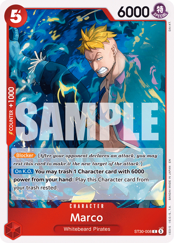 Marco One Piece card (ST30-008, Starter Deck EX: Luffy & Ace)