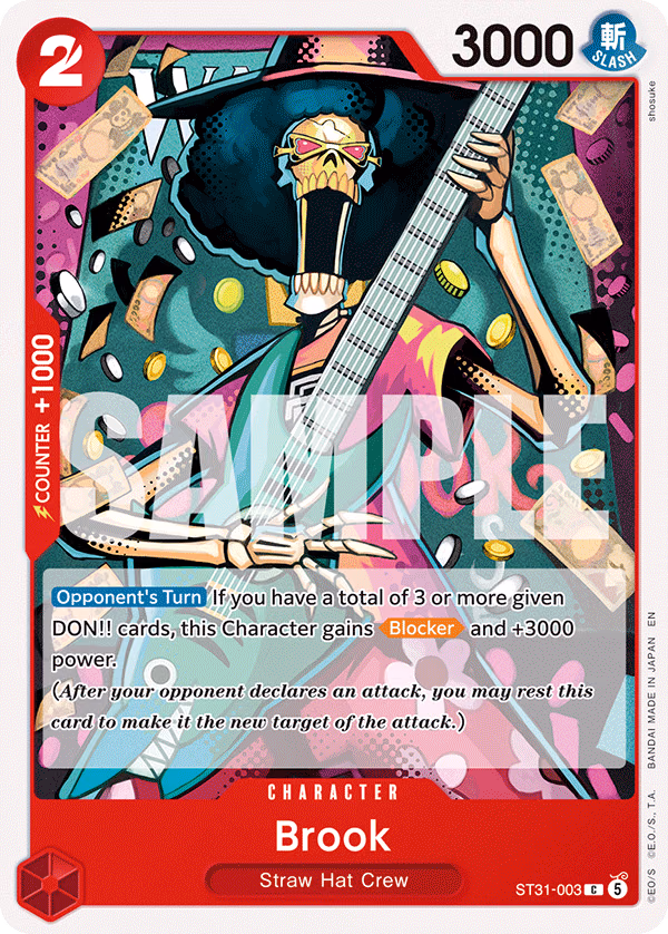 Brook One Piece card (ST31-003, Starter Deck 31: RED Monkey.D.Luffy)