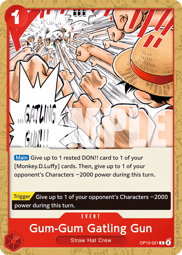 Gum-Gum Gatling Gun (Reprint) One Piece card (OP13-021, Starter Deck 31: RED Monkey.D.Luffy)