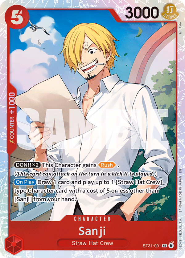 Sanji One Piece card (ST31-001, Starter Deck 31: RED Monkey.D.Luffy)