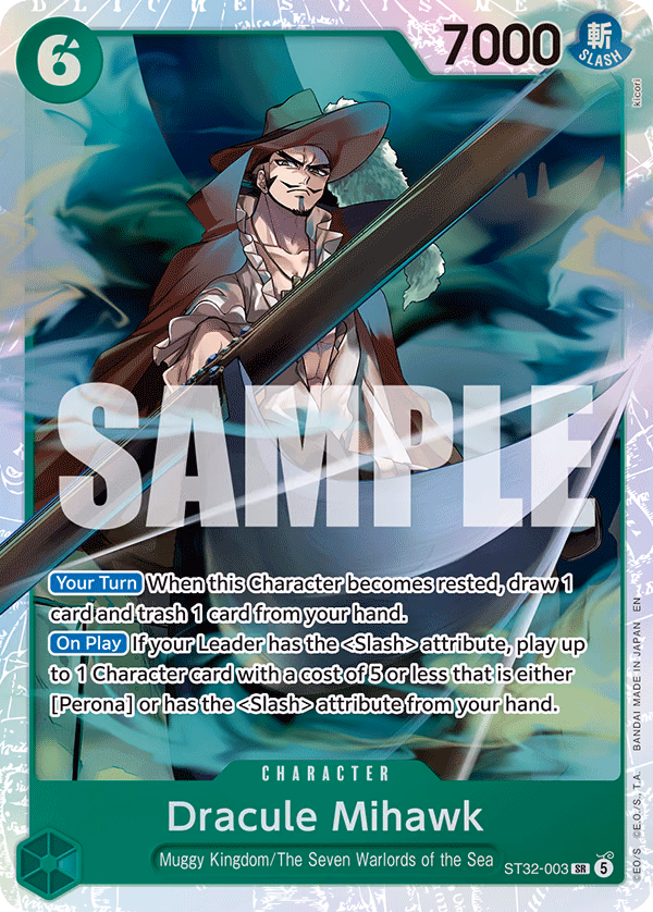 Dracule Mihawk One Piece card (ST32-003, Starter Deck 32: GREEN Roronoa Zoro)