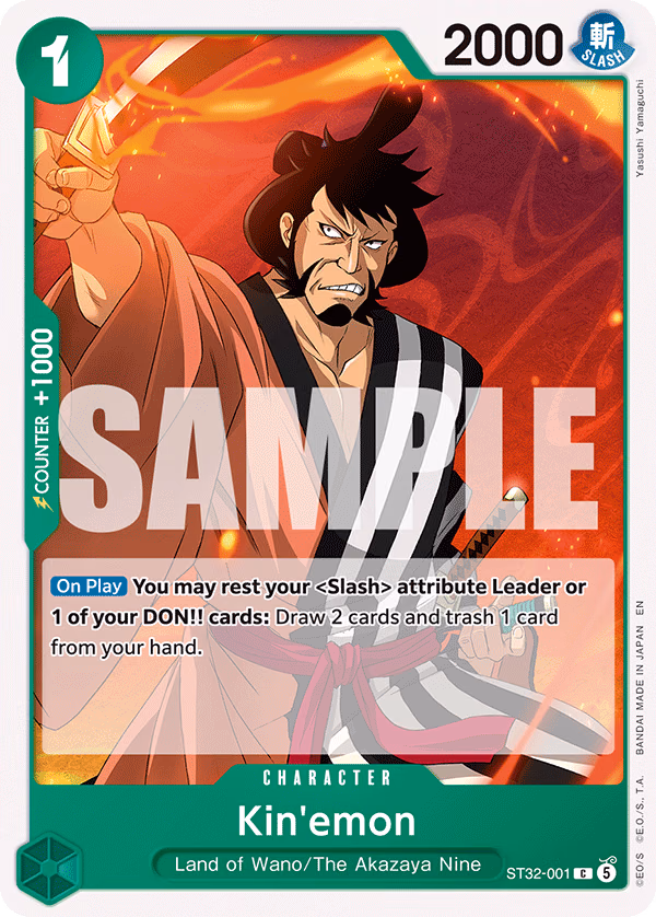 Kin'emon One Piece card (ST32-001, Starter Deck 32: GREEN Roronoa Zoro)