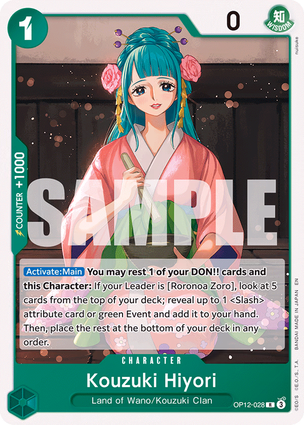 Kouzuki Hiyori (Reprint) One Piece card (OP12-028, Starter Deck 32: GREEN Roronoa Zoro)