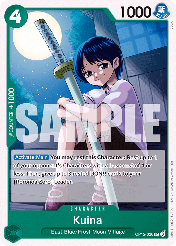Kuina (Reprint) One Piece card (OP12-026, Starter Deck 32: GREEN Roronoa Zoro)