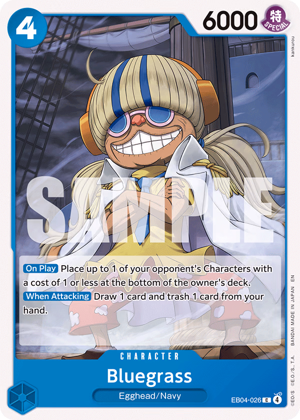 Bluegrass (Reprint) One Piece card (EB04-026, Starter Deck 33: BLUE Kuzan)